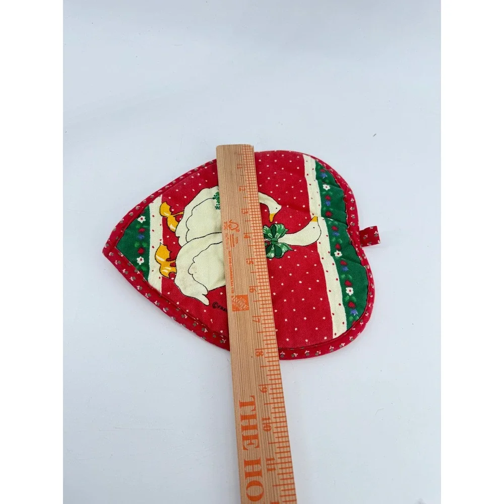 Franco Potholder Heart Red White Geese Vintage Quilted‎ Kitchen Decor Cotton